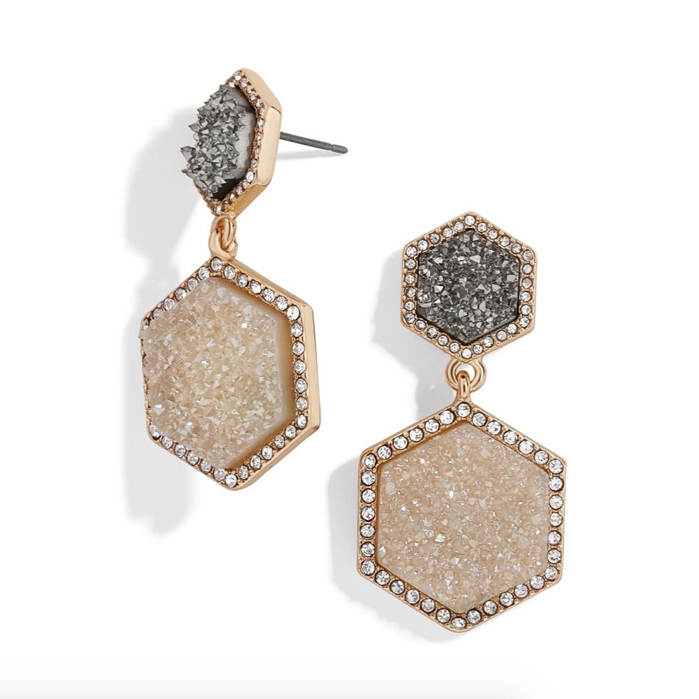 BaubleBar Gold and Silver Hexagon Earrings